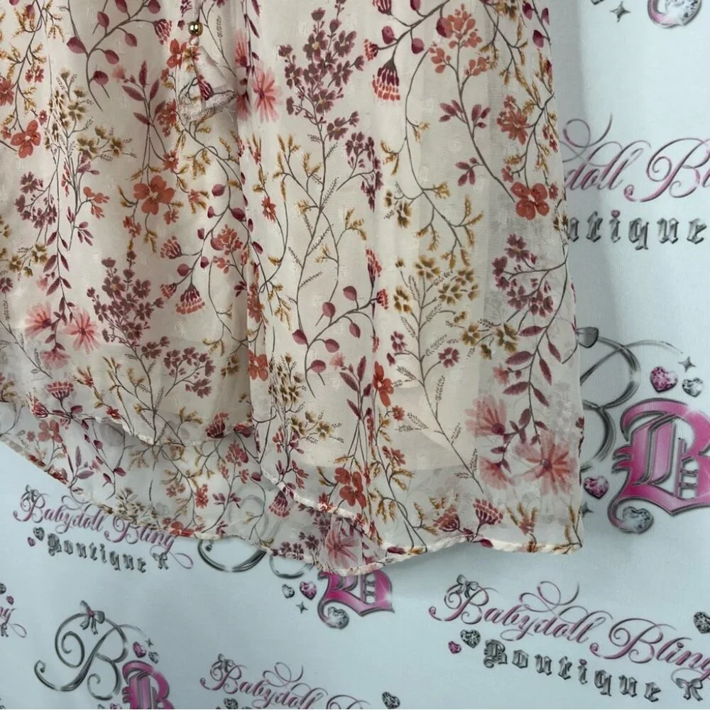 Autres filles shirt tshirt blouse flowy flowers Floral Blouse - Cream and Pink